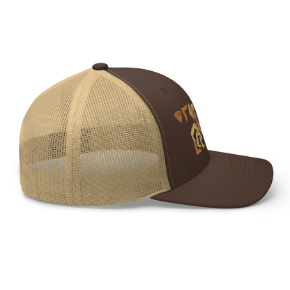 Blackback Land Crab "Gecarcinus lateralis" Embroidered Brown & Khaki Trucker Hat Right Mockup