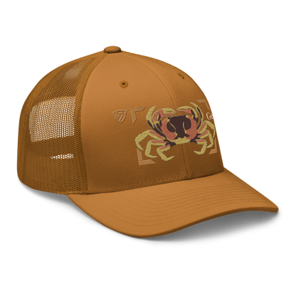 Blackback Land Crab "Gecarcinus lateralis" Embroidered Caramel Trucker Hat Right Front Mockup