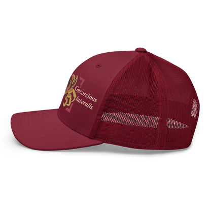 Blackback Land Crab "Gecarcinus lateralis" Embroidered Cranberry Red Trucker Hat Left Mockup