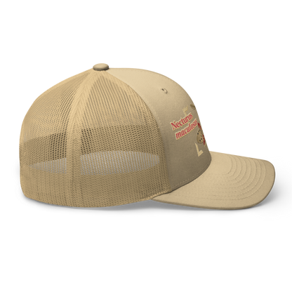Common Mudpuppy "Necturus maculosus" Embroidered Khaki Trucker Hat Right Mockup
