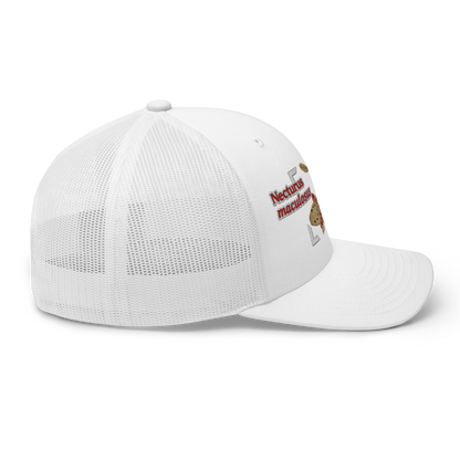 Common Mudpuppy "Necturus maculosus" Embroidered White Trucker Hat Right Mockup
