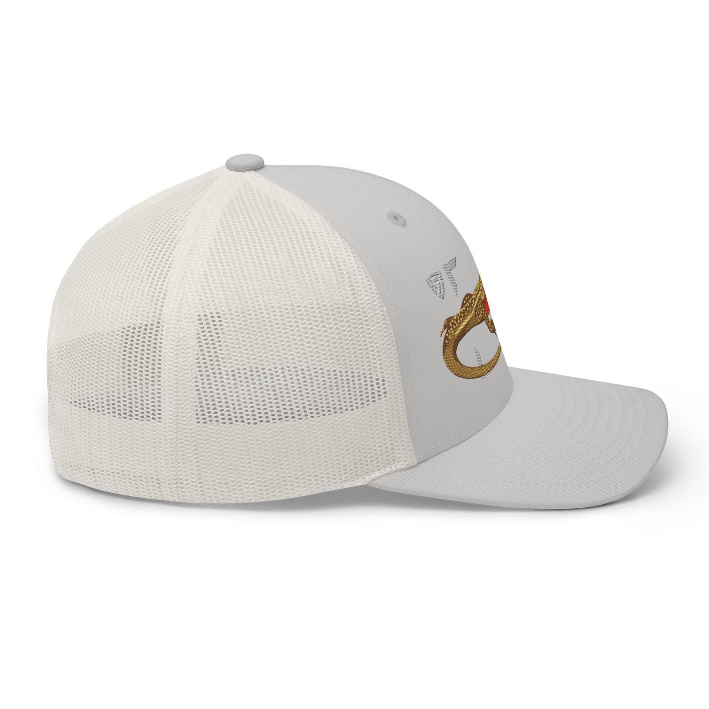 Giant Butterfly Lizard "Leiolepis guttata" Embroidered Silver Trucker Hat Right Mockup