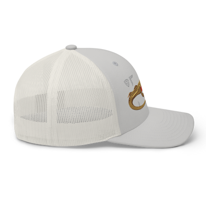 Giant Butterfly Lizard "Leiolepis guttata" Embroidered Silver Trucker Hat Right Mockup