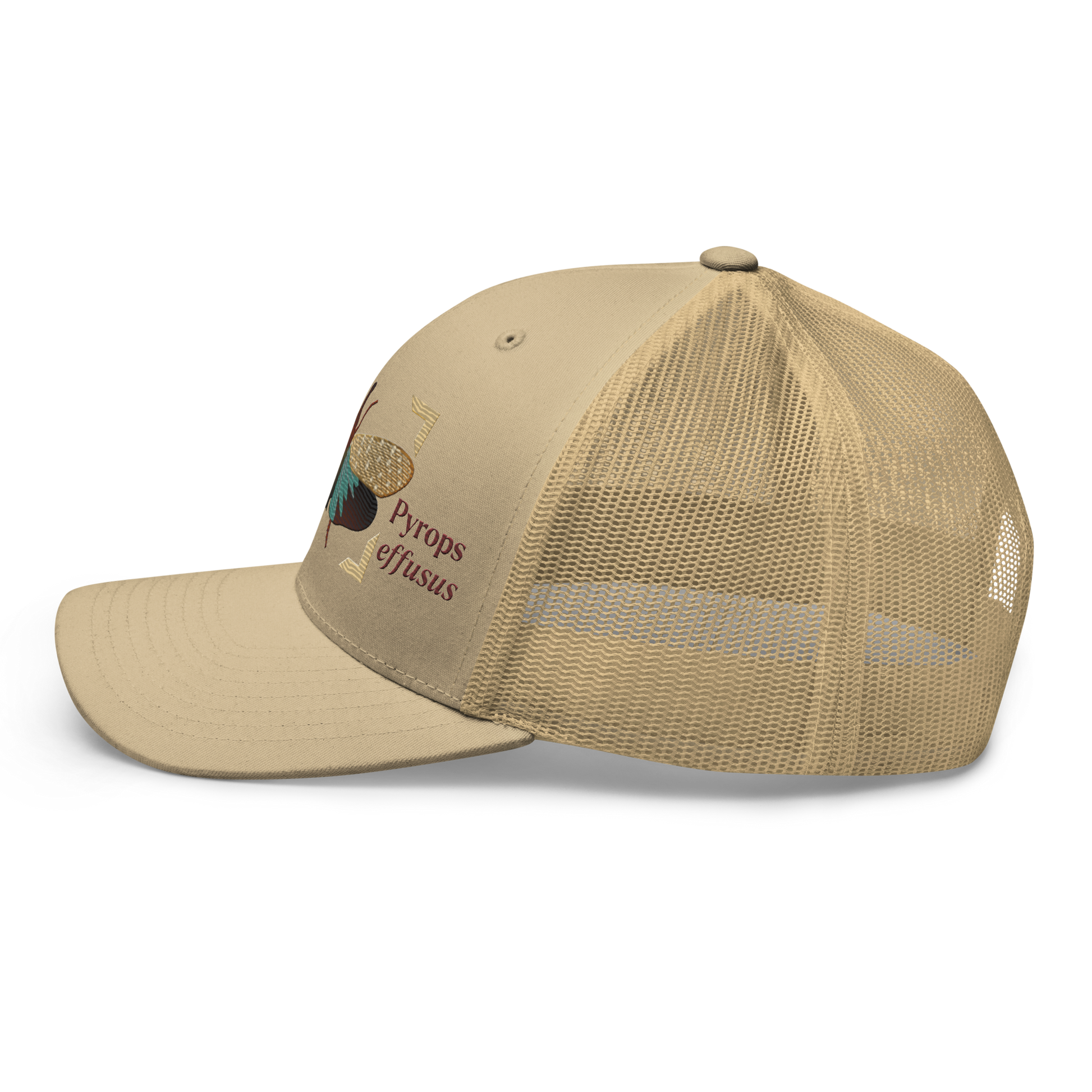 Lanternfly "Pyrops effusa" Embroidered Khaki Trucker Hat Left Mockup